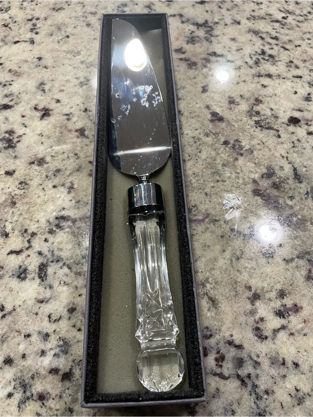 Elegant Lismore Waterford Clear-Handle Cake Server with Polished Stainless Blade